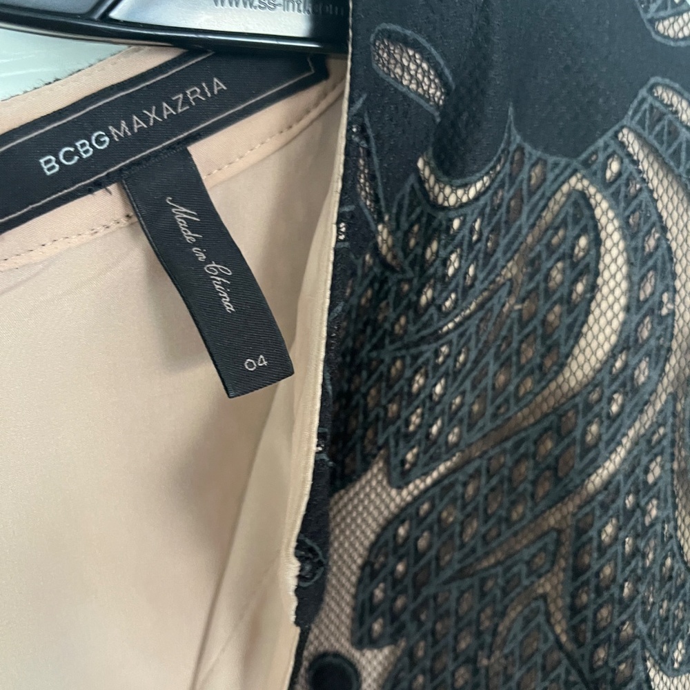 BCBGMaxAzria Black and Nude Lace Overlay Maxi Dress - Picture 5 of 7
